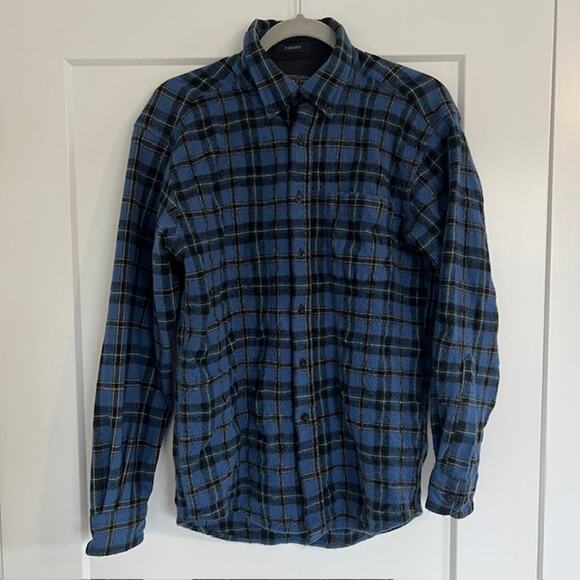 Pendleton Fireside 100% Wool Shirt Mens M Blue Tartan Plaid Button Down - Picture 2 of 9